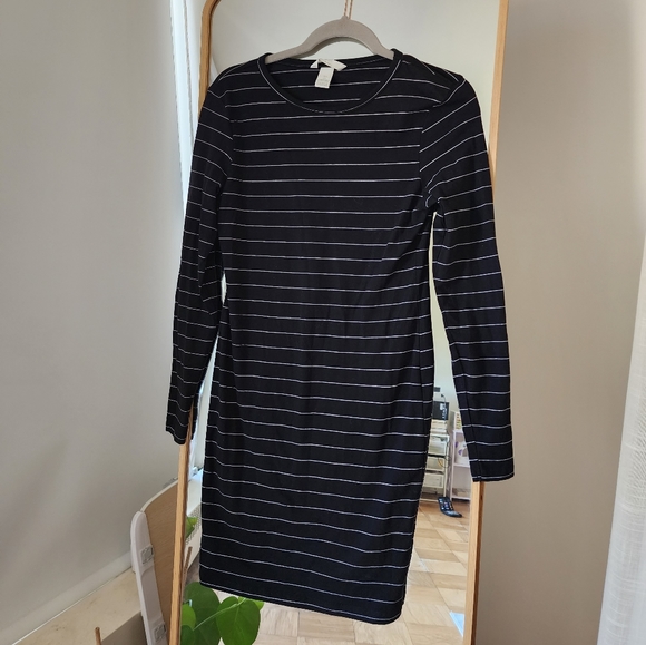 H&M Bodycon Black with White Stripes Dress - Picture 2 of 4